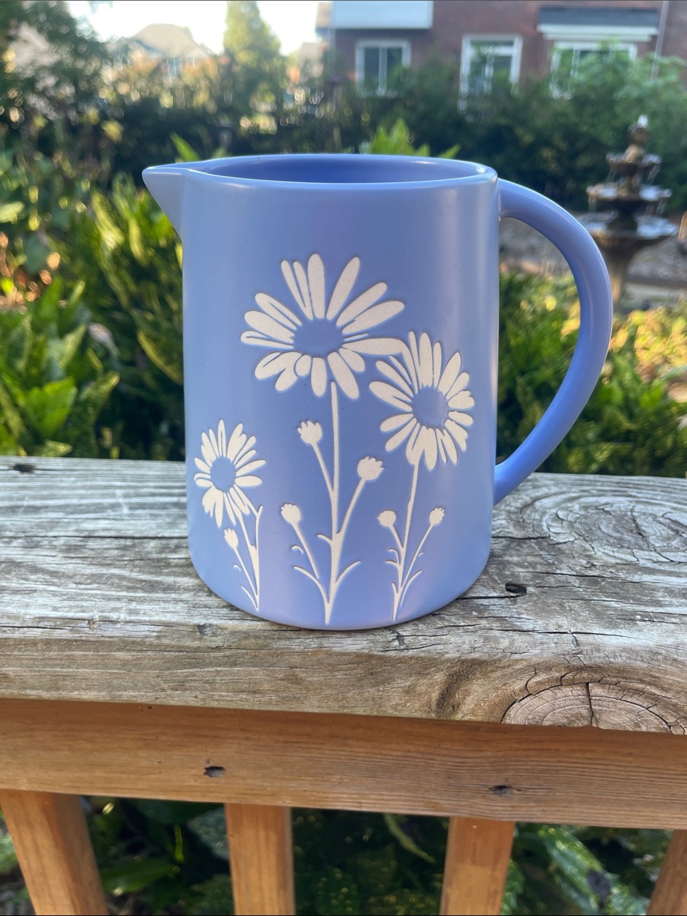 Teleflora Daisy Blue Ceramic Pitcher Vase